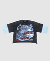 G WEST  3/4 TWO TONE SLEEVE ROLLING SEAS COTTON JERSEY TEE