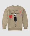 G West Drunk On Sorrow Fleece Crewneck With Invisible Zippers