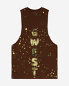 G  WEST LOGO ARMY TAN SPLATTRE BROWN TANKS