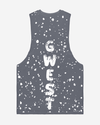G  WEST LOGO MENS GREY TANKS