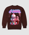 G West Melting Ice Burgundy Fleece Crewneck With Invisible Zippers