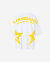 G West Oversized Louisiana Arch Logo Black Tee - WOMEN