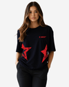 G West Oversized Usa Flag Arch Logo Tee - WOMEN