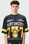 G WEST RHINSTONE SAINT SOCIETY 3/4 SLEEVES MESH SHORT SET