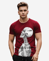 Regular Fit Barcode Skeleton Front Graphic T Shirt : Gwpbast5053 - 3 Colors